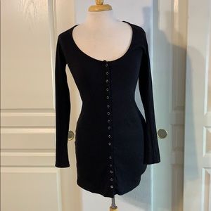 Missguided long sleeve black button down dress